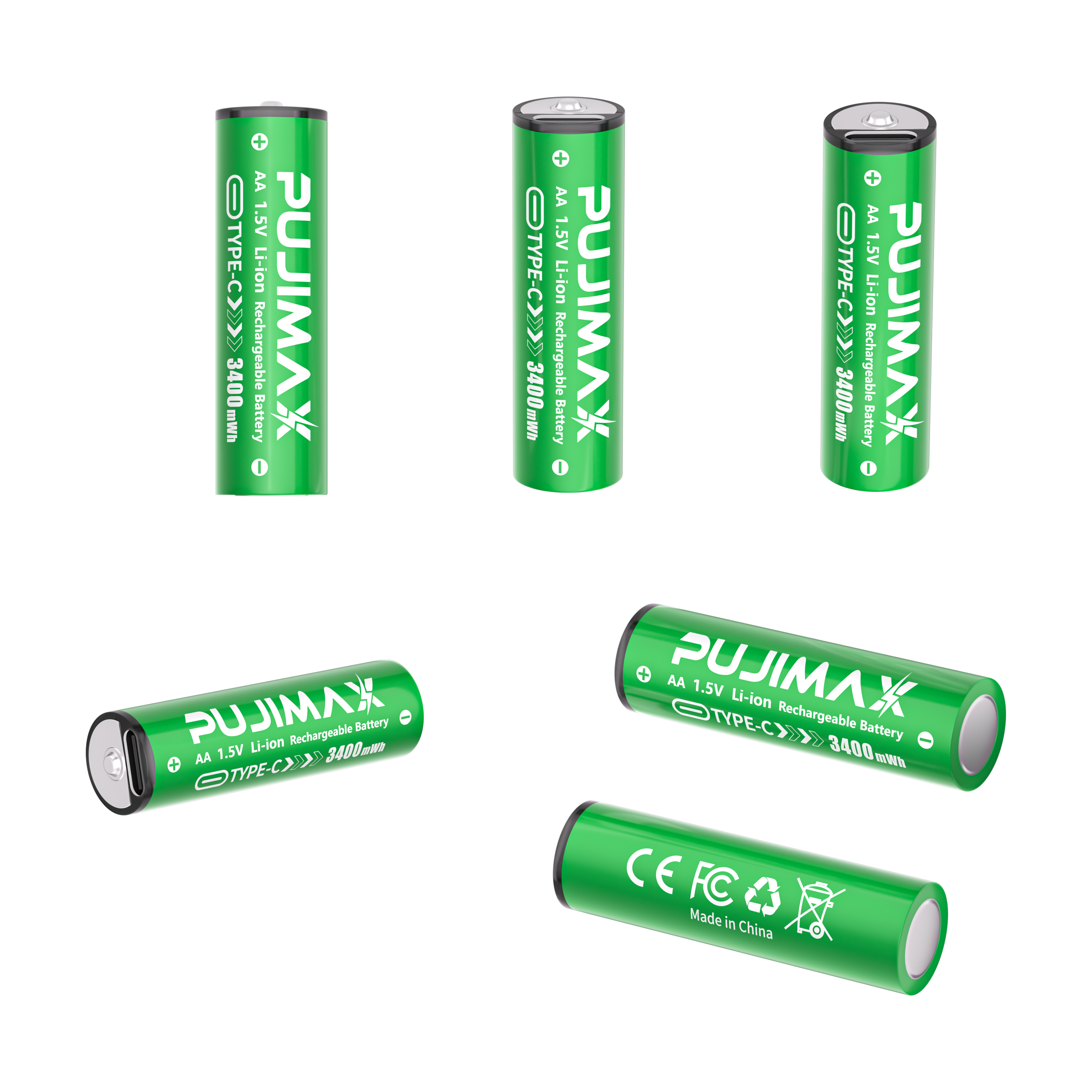 ถ่านชาร์จได้ AA 1.5V 3400mWh (Type-C) ฝาชาร์จบน